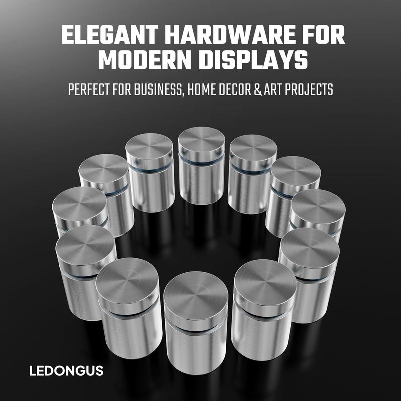 LEDONGUS 12-Pack Stainless Steel Standoff Screws with Wall Anchors & Rubber Pads – Sign Mounting Hardware for Acrylic Signs, Photo Frames, Advertising Boards, Silver (3/4" x 1" / 19mm x 25mm) - Image 5